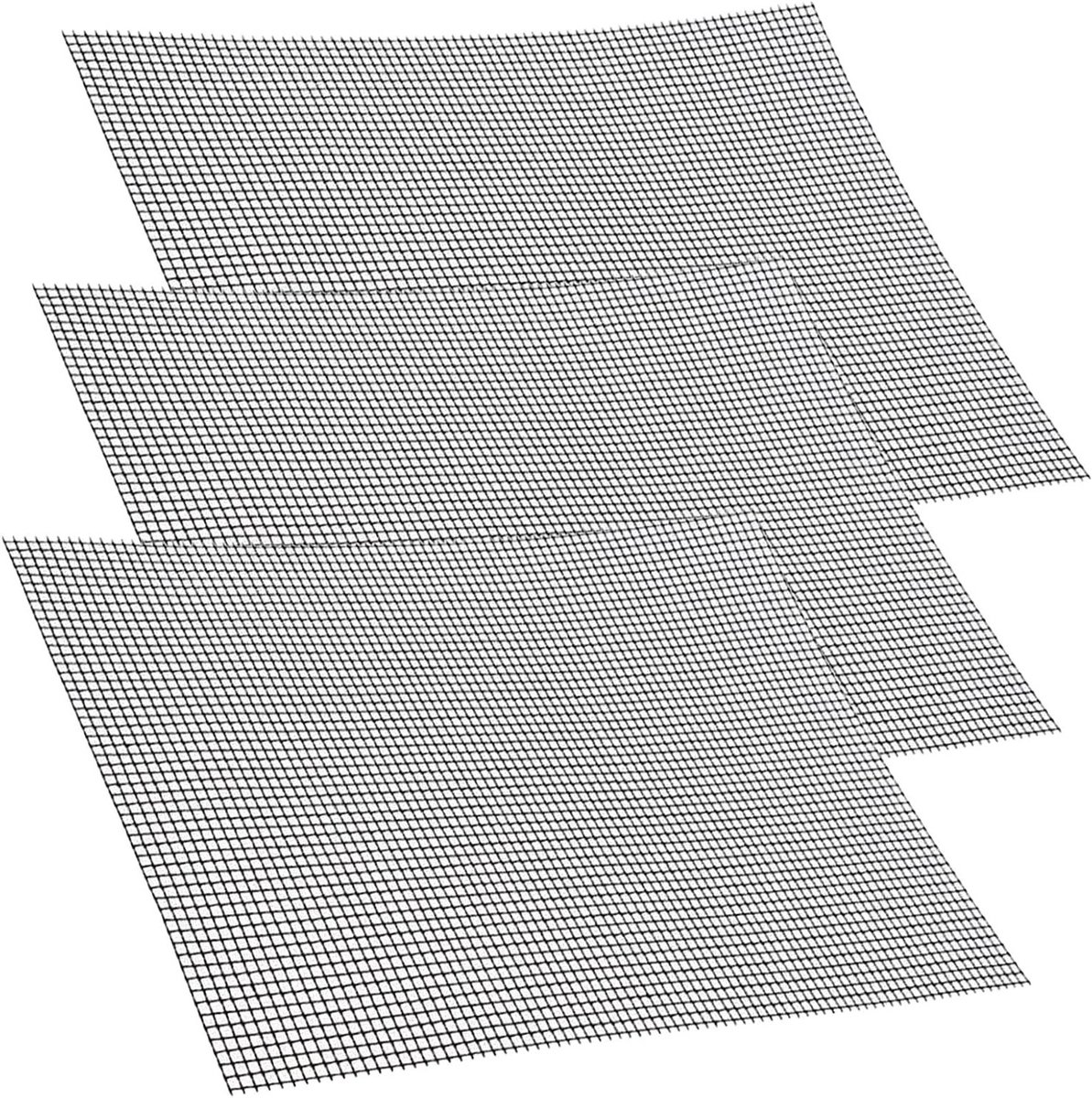 Set van 3 Herbruikbare Grillmatten met Anti-aanbaklaag, 42 x 36 cm, Perfect voor BBQ, Gas- en Houtskoolgrills, en Ovengebruik