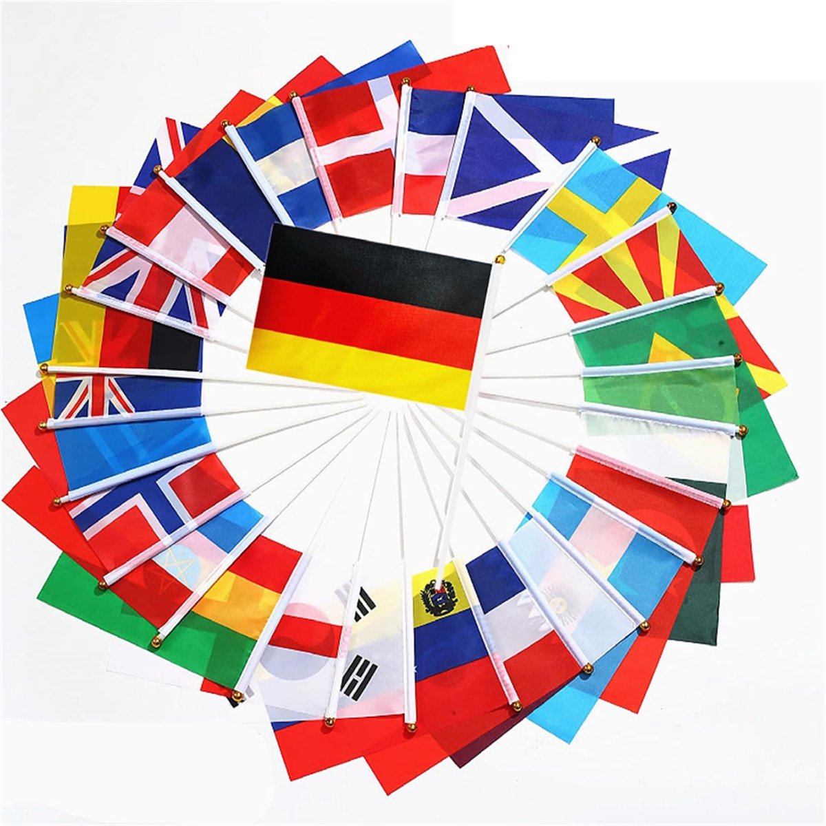 Kleine Handgehouden Vlaggen voor Euro Sportevenementen 2024 - Dubbelzijdige Stoffen Vlaggen voor Parades, Festivals en Feestjes - 20 Stuks van 21 x 14 cm met 24 Landen