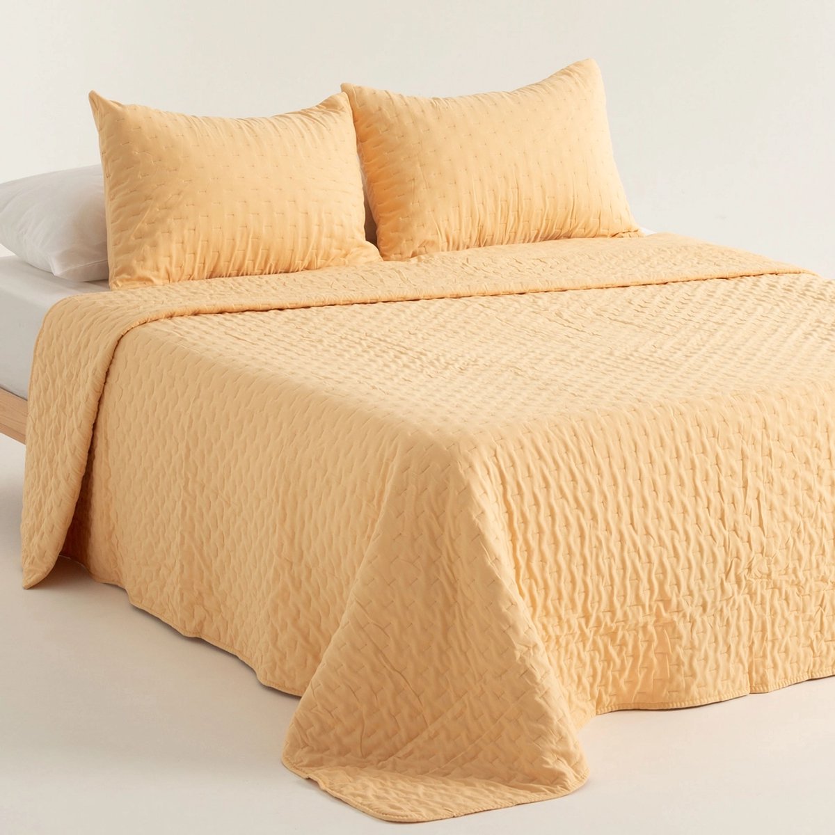 GAMUSI Nara Sprei - Gewatteerd - Superzacht - 270 x 270 cm + 2 Kussenslopen - Mosterd - Lichtgewicht Quilt - OEKO-TEX