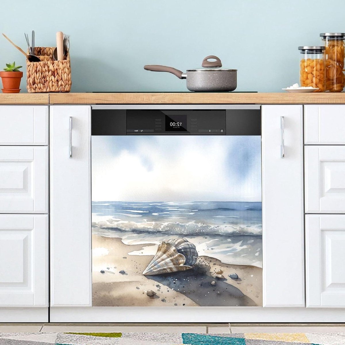 Vaatwasserhoes Magnetisch - Keuken Decor - Keuken Opfrissen - Universele Compatibiliteit - 58 x 66 cm - Blauw Zee