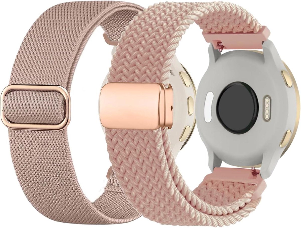 Nylon Armband - Elastisch Bandje - Smartwatch Gebruik - Magnetische Sluiting - 18 mm - Zwart