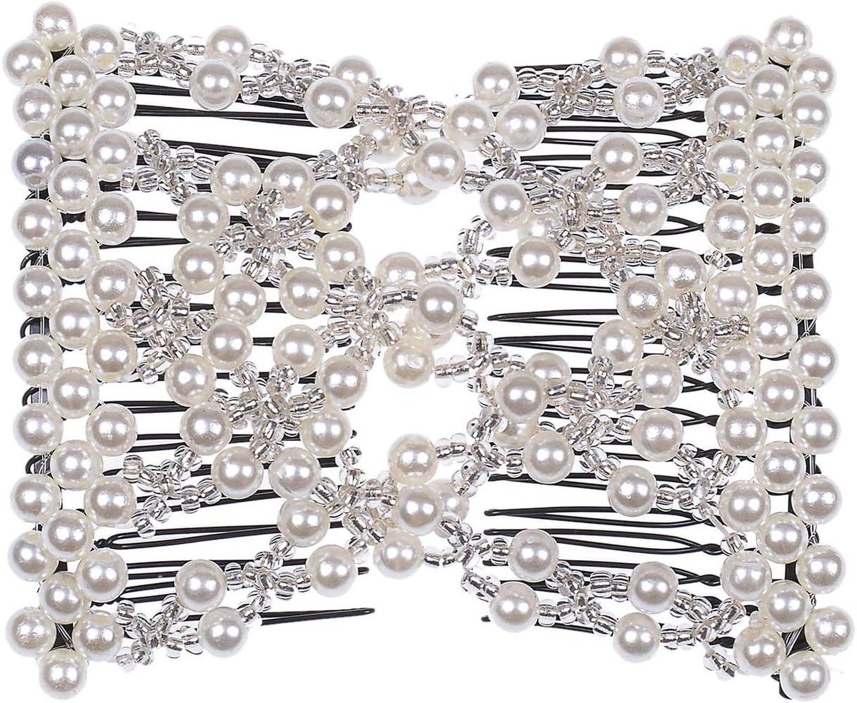 Haarkam Sieraden - Dubbele Clips - Haar Styling - Handgemaakt Ontwerp - Vrije Maat - Wit