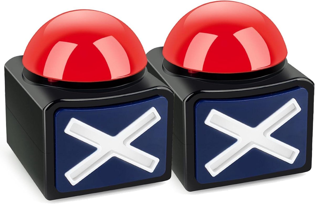 Antwoord Buzzer - Spel Buzzer - Quiz Spel - Druk Vrij - 2 Stuks - Zwart en Rood