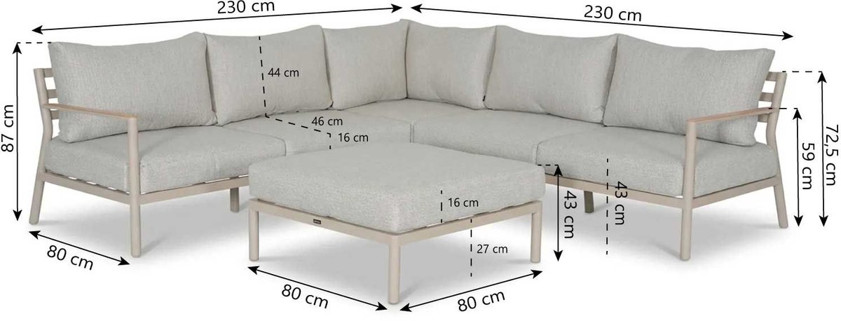 Hoek loungeset Aluminium Zand/Beige Lifestyle Garden Furniture Verano thumbnail 4