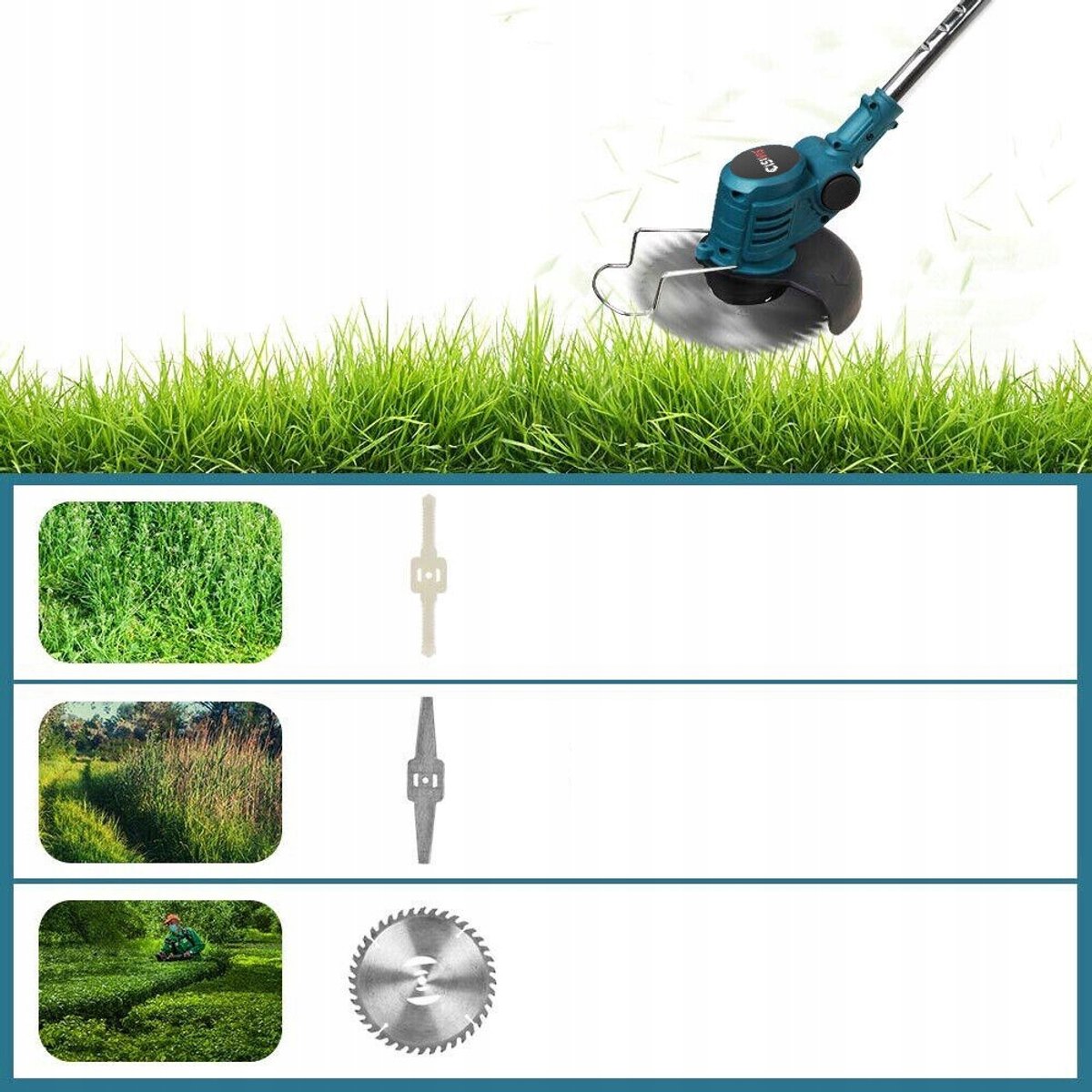 Accu Grasmaaier - 21V Elektrische Grasmaaier - Draadloze Grasmaaier met 2x6000mAh - 3 Messen & Verstelbare Hoogte - 900W Motor - Voor Tuin & Gazon – foto 7