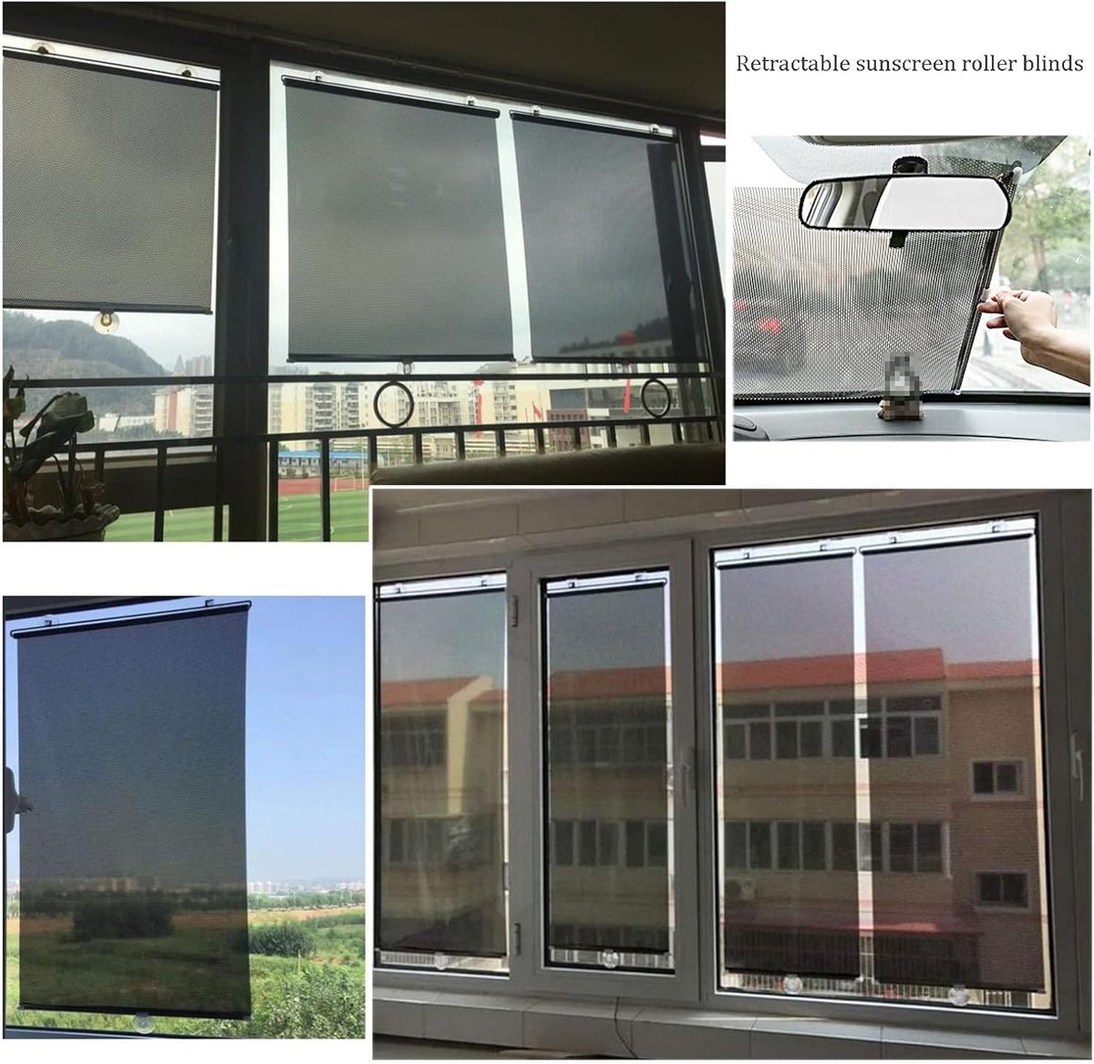 Zonnescherm – Maat S – 125 x 45 cm – Rolgordijn – Uitschuifbaar zonnescherm zonder boren (bevestiging met zuignappen) – Lichtblokkerend rolgordijn – Gordijnen – Thermisch isolerend uitschuifbaar zonnescherm voor kantoorramen en balkons – foto 5