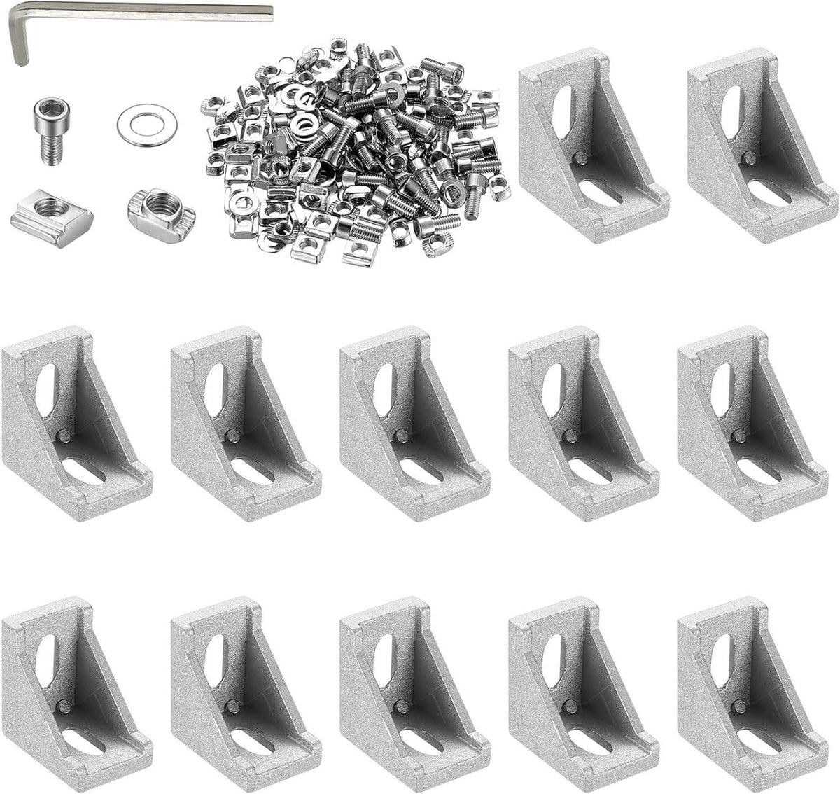 Hoekverbindingen Aluminium Profiel - Profiel Connectoren - Frame Bouwen - Robuuste Constructie - 12 Stuks - Zwart