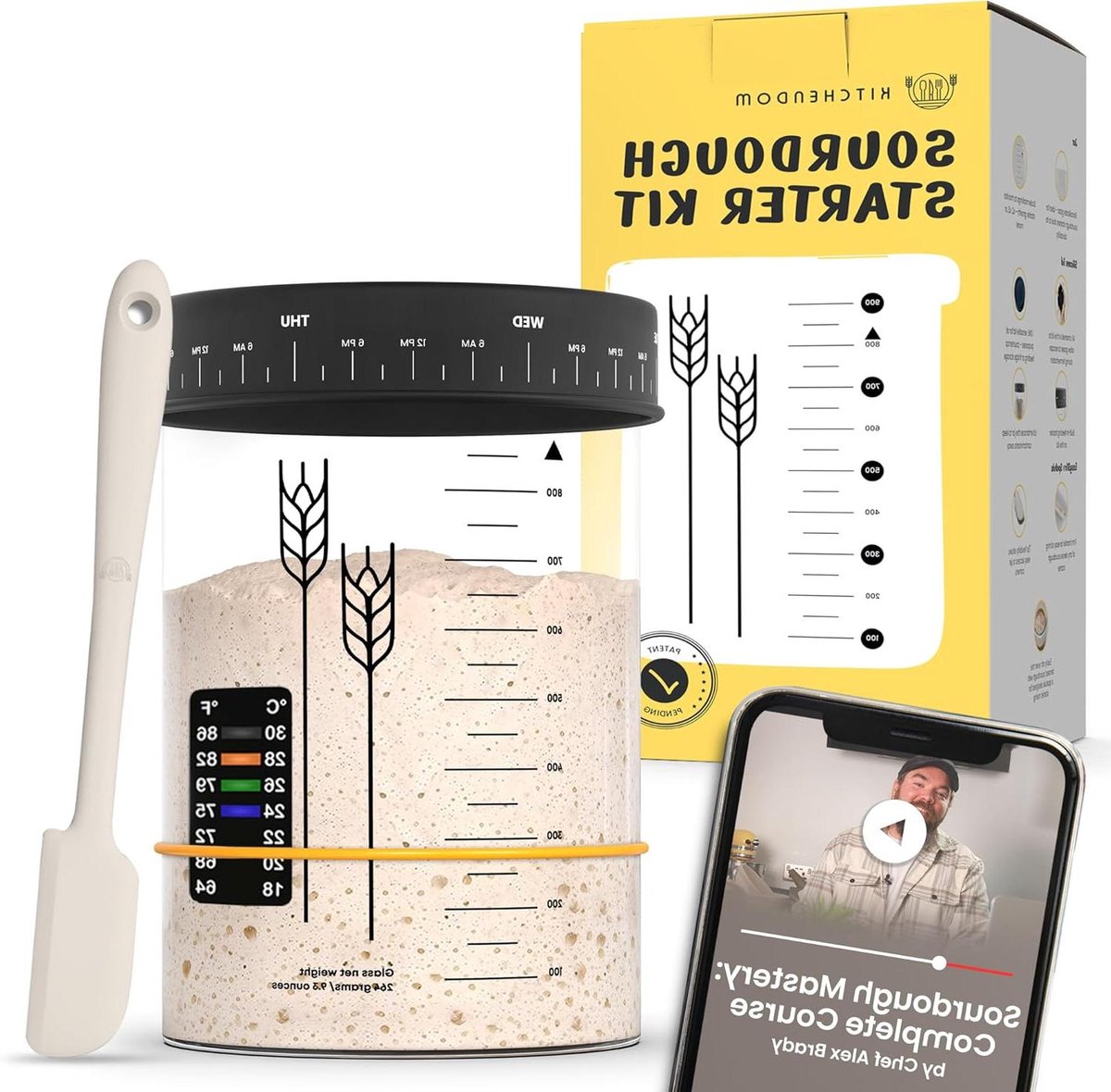 Starter Kit - Brood Starter - Zelf Brood Bakken - Vaatwasserbestendig - 32oz Pot - Wit
