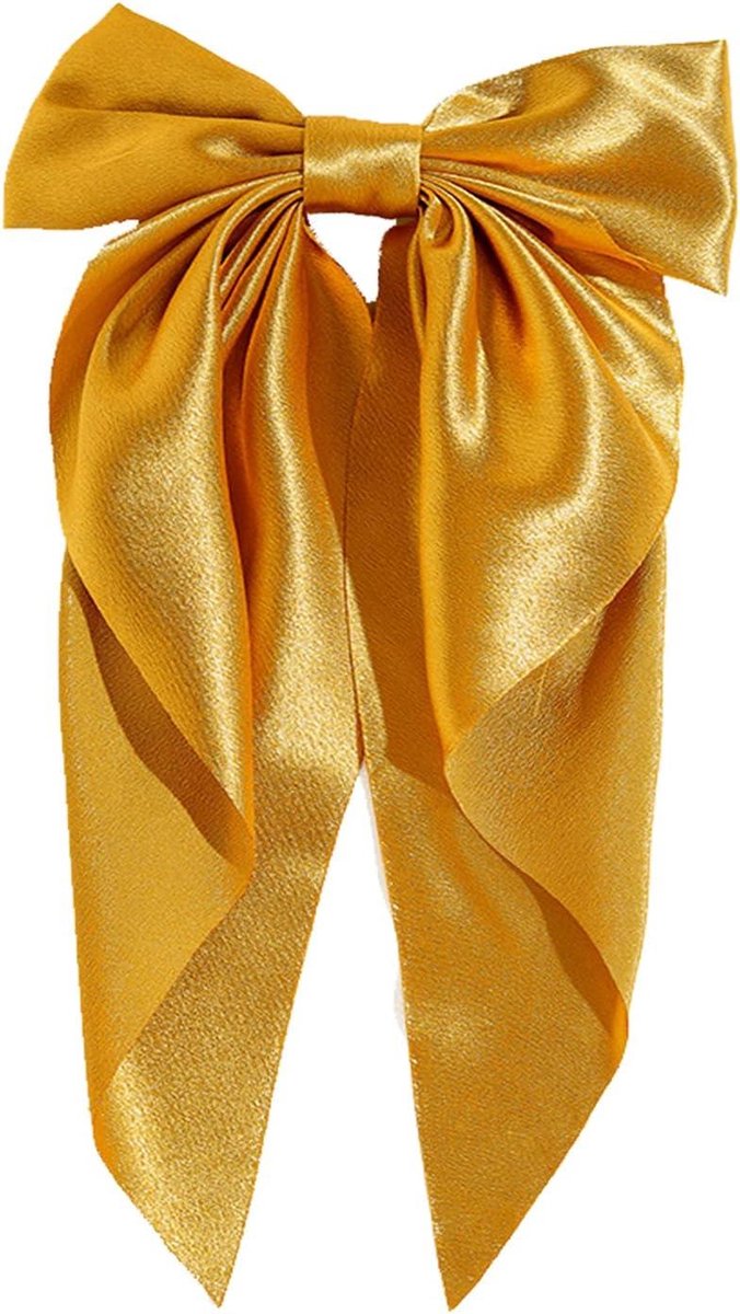 Grote Haarspeld Strik - Franse Clip - Dagelijks Gebruik - Chic Lang Lint - 10cm Lengte - Goud