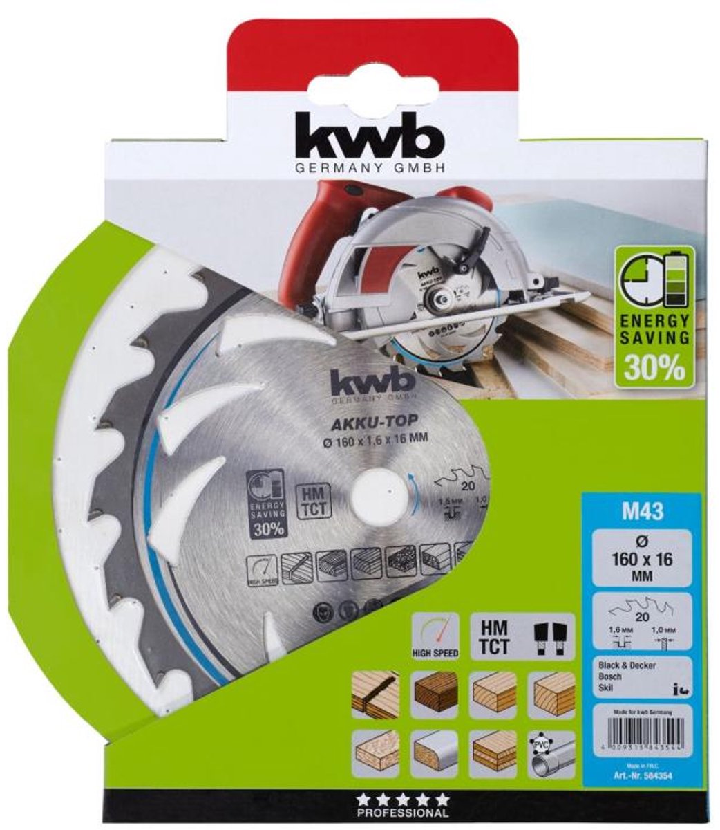 KWB Dun zagend Cirkelzaagblad, met hardmetaal versterkt 160mm thumbnail 3