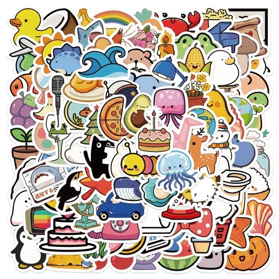 100 Schattige Dieren Mini Stickers – Cute Animal Vinyl Decals – Voor Planner, Laptop, Telefoon, Waterfles, Skateboard & Notitieboek Decoratie