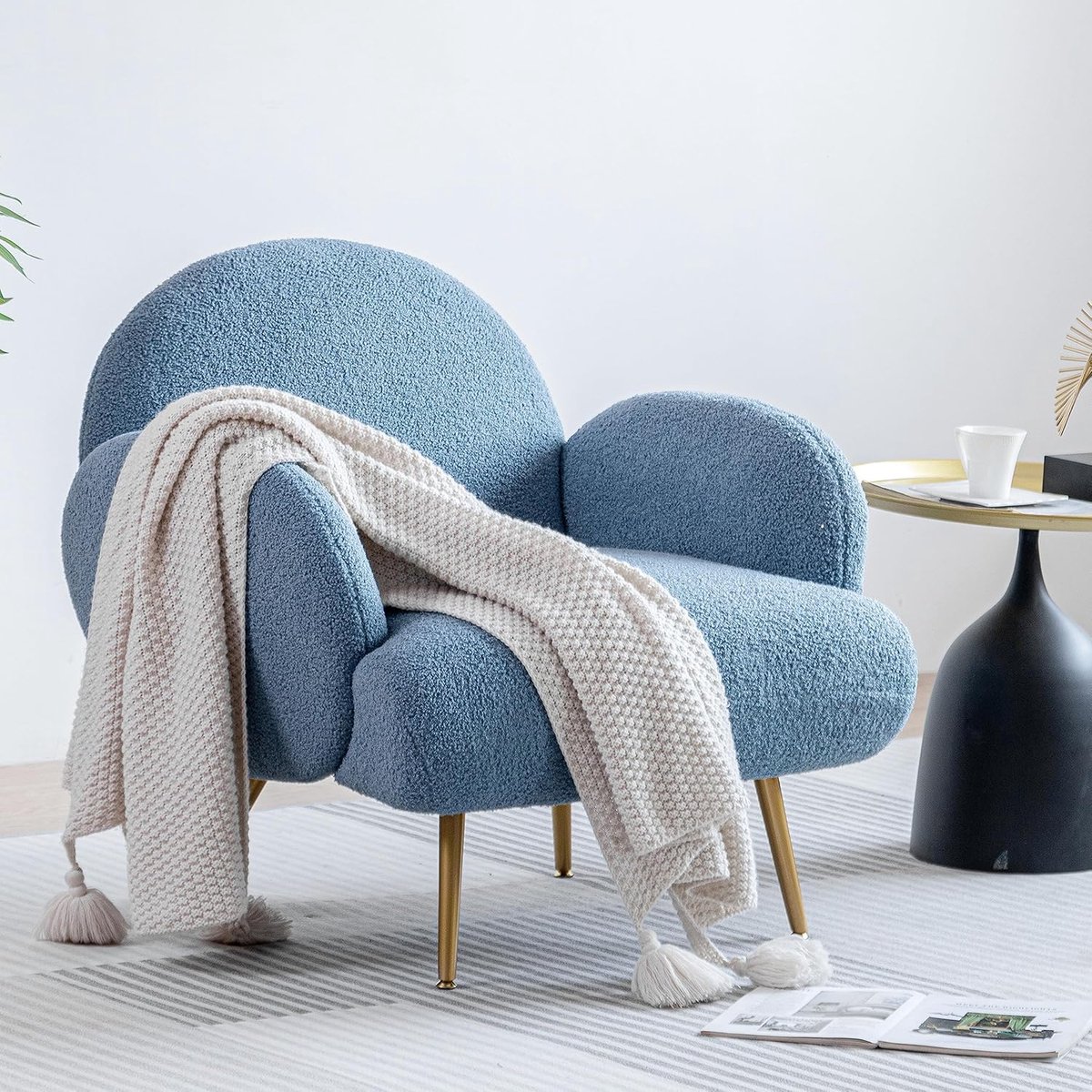 Fauteuil – Moderne Teddy Lounge - Zwart - Teddy Lounge Fauteuil Blauw | - Medahomestore