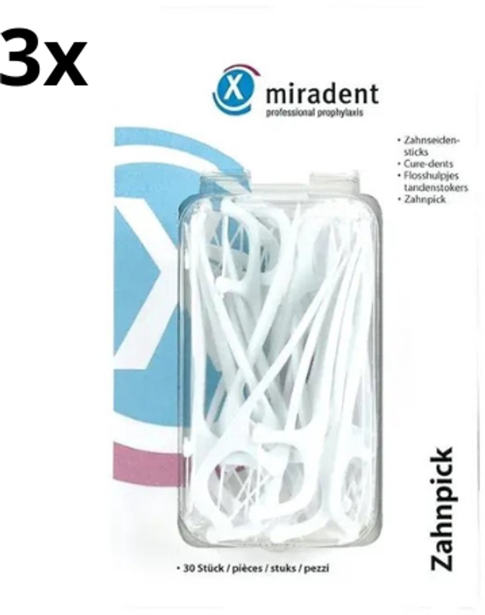 Miradent Tandenstoker met Floss 2-in-1 - 3 x 30 stuks - Voordeelverpakking