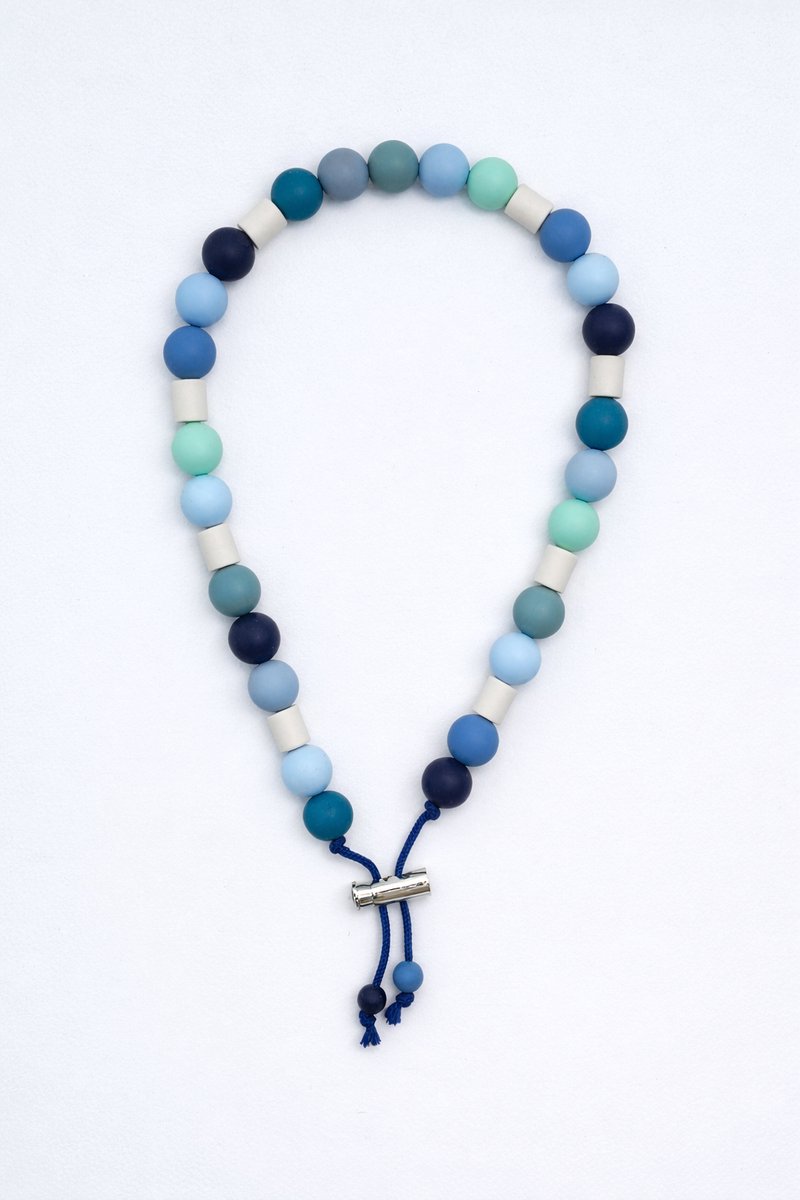 antitekenband hond - antitekenketting met EM-kralen - keramische tekenband - Aqua Breeze - maat M