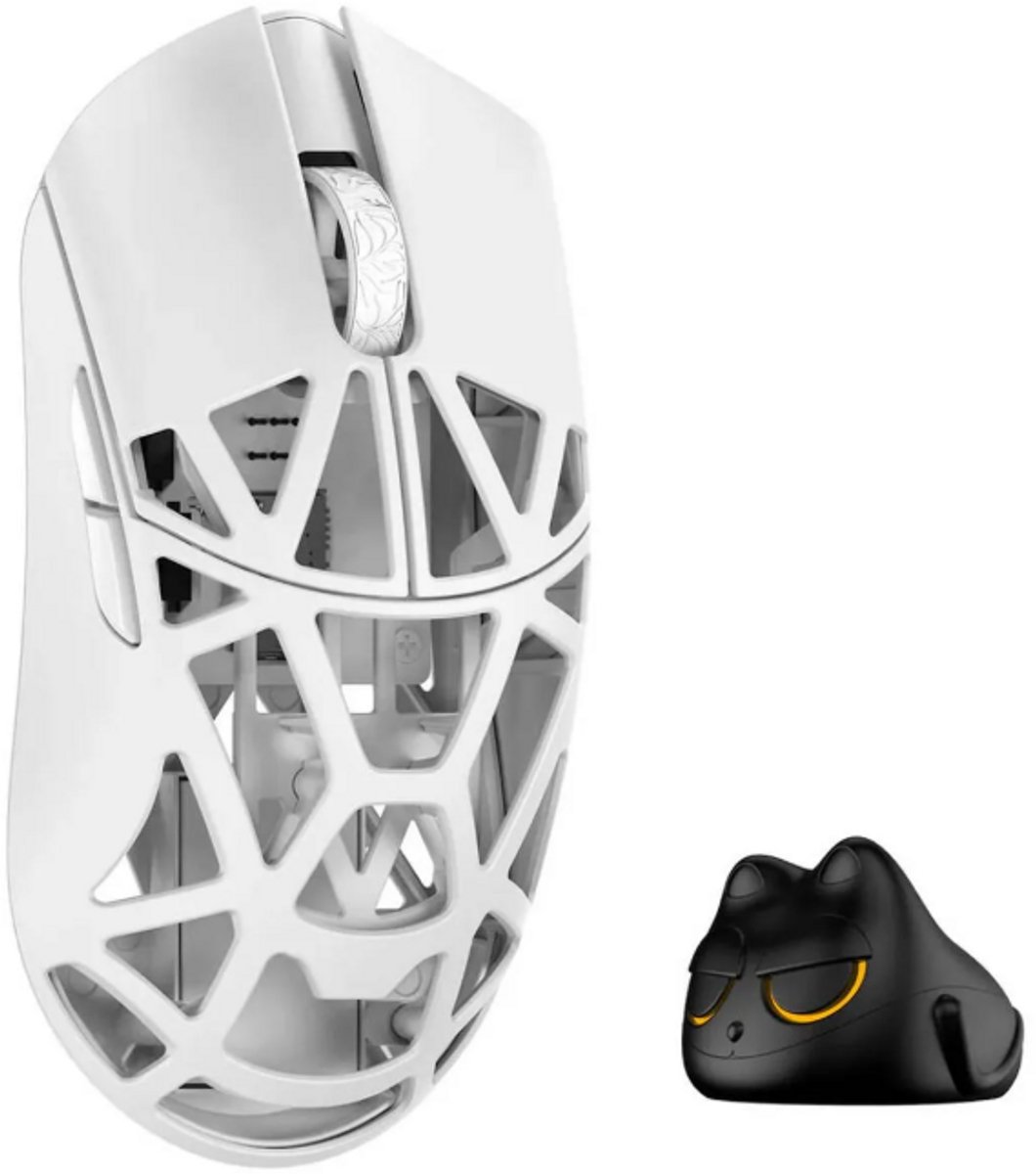 WLMouse Beast X Mini Pro Solid Sides Milky White - Muis - Draadloos - 5 knoppen - 8000Hz - 30.000 DPI - PAW 3950HS - Omron optical switches - Wit