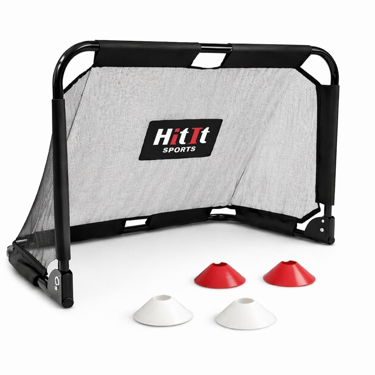 HitIt Sports® Voetbaldoel – Stalen Voetbaldoeltje voor Kinderen & Training – Inklapbaar – Inclusief 4 Pionnen – Voetbal Goal voor Tuin en Straat