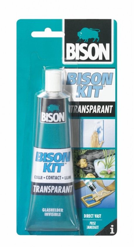 Bison Kit® transparant tube 100 ml, glashelder, sterke, universele contactlijm, vochtbestendig, vorstbestendig, -40°C tot +70°C, eenvoudig in gebruik, voor ontelbare reparaties