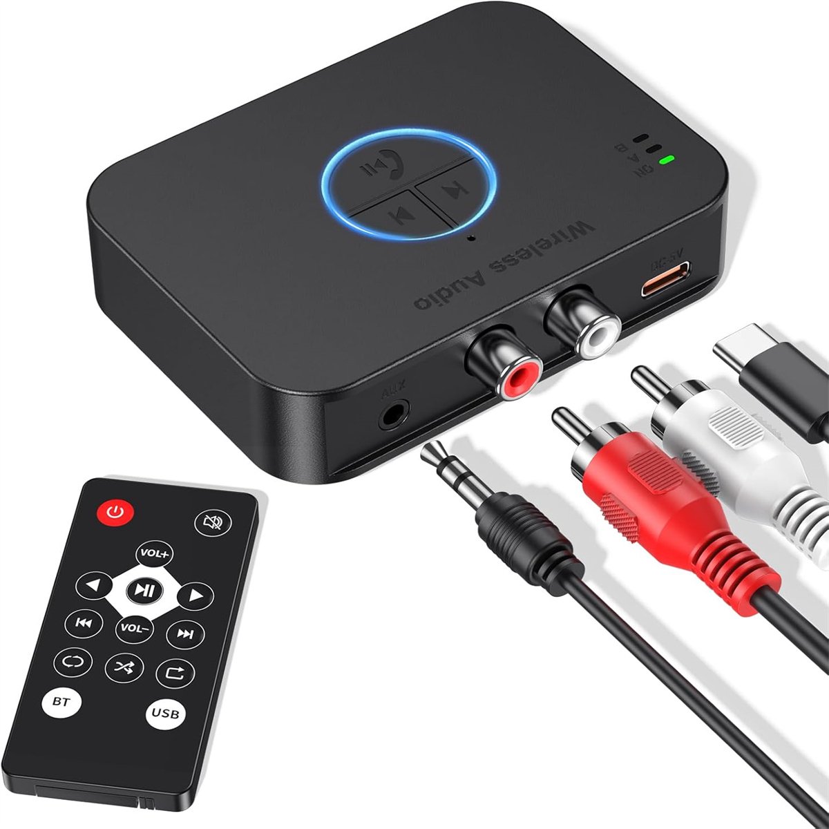 carmdering - Bluetooth Ontvanger - Bluetooth Adapter - Draadloze Audio Receiver - Snelle 6.0 Connectie - Dual Bediening Via Afstandsbediening - Duurzaam Kunststof - Hifi Stereogeluid - Veelzijdige Compatibiliteit - 1 Stuk