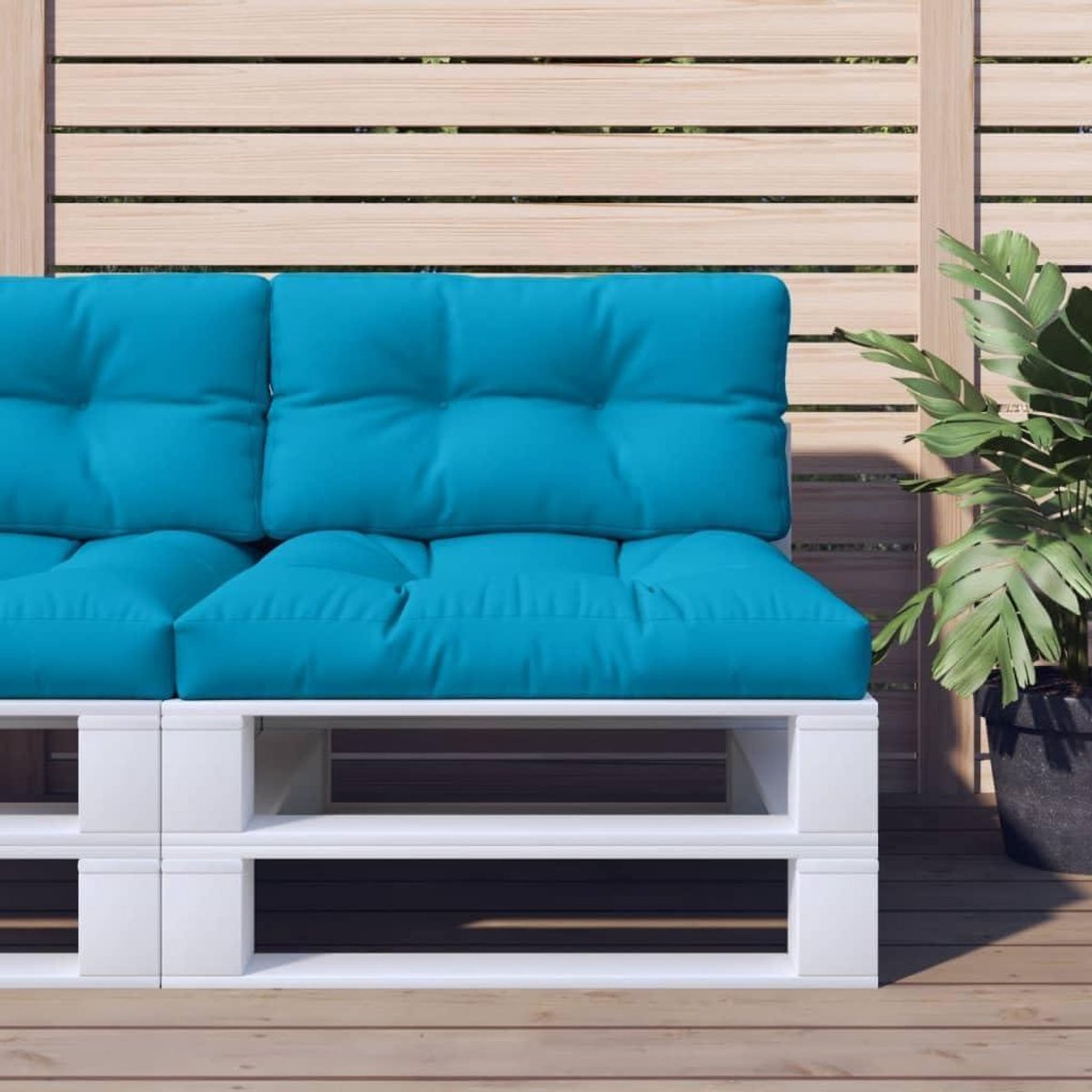 Palletkussen - Bankkussen Tuinkussen - Buiten Zitten - Waterbestendig - 80 x 40 x 12 cm - Lichtblauw