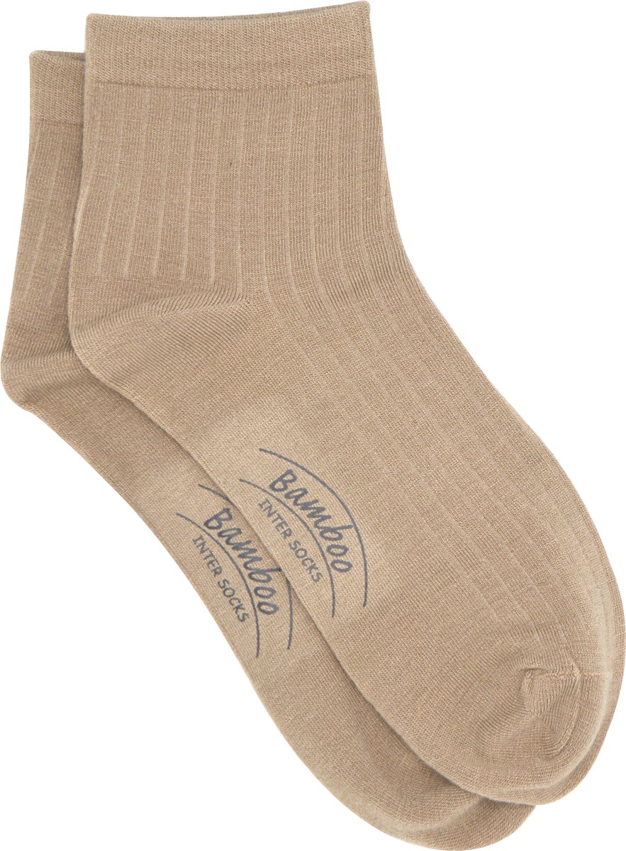 Dames bamboe sokken - enkelsokken - naadloze teen maat van 36 39 tot 42 - 2 paar - licht beige