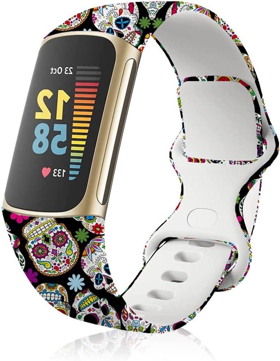 Armband compatibel met Fitbit Charge 5 - Reserveband Siliconen - Dagelijkse Stijl - Roestvrijstalen Gesp - 1 cm - Zwart
