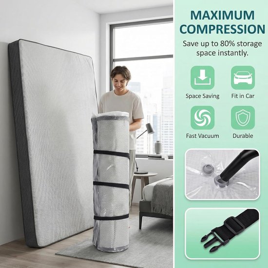 Vacuümzak Matras - Matras Opbergzak - Ruimte Besparen - Hoge Compressie - 240 x 130 cm - Transparant — afbeelding 3