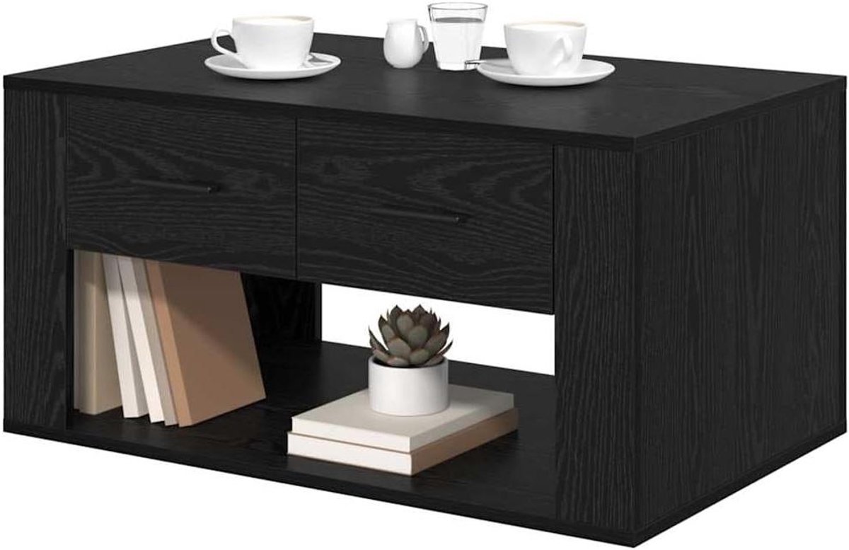 Salontafel met lade - Ronde bijzettafel - Woonkamer opruimen - Rustiek design - 80 x 50 x 40 cm