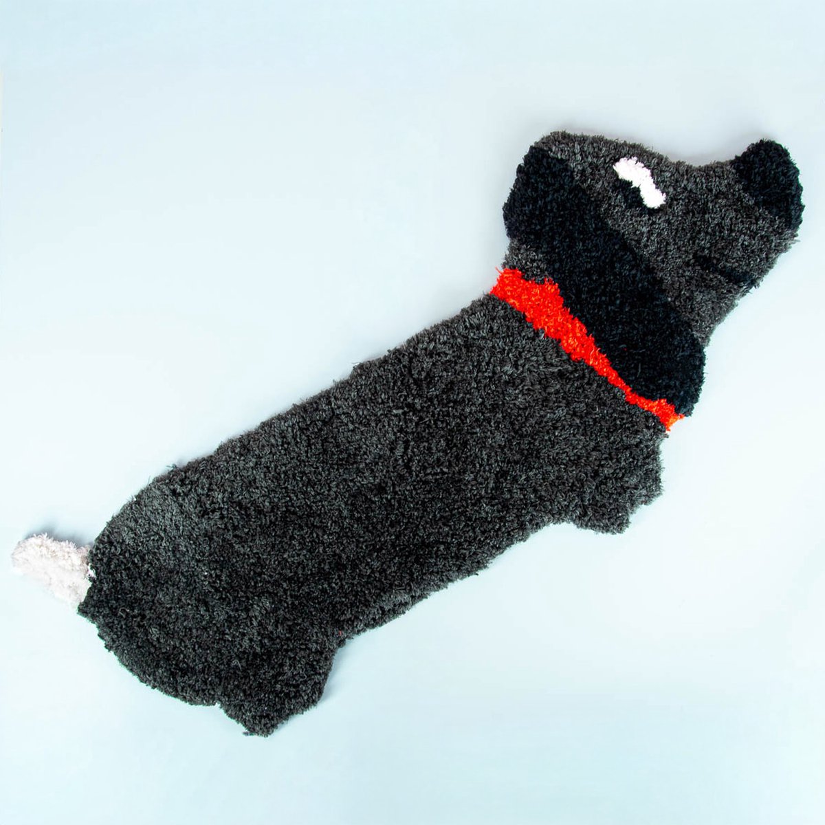 Bitten - Hoogpolig Zwart Fluffy Teckel Vloerkleed