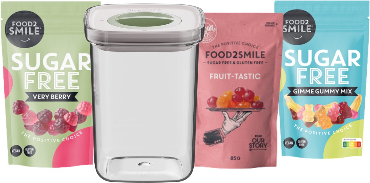 & FRIENDS | Food2Smile + Smart Seal 1L Gimmy Gummy Mix - Very Berry - Fruit-tastic - Transparant -