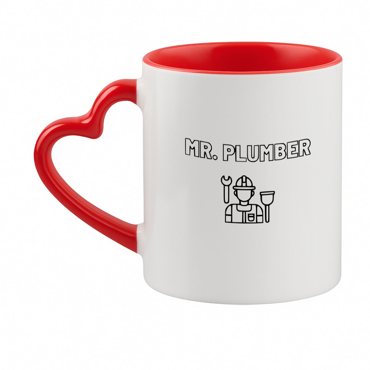 Hacebo® - Loodgieter MR. plumber koffiebeker met hart oor rood - Loodgieter - Familie vrienden collega - thee mok - koffie beker - Cadeau - koffiemok - 330 ML