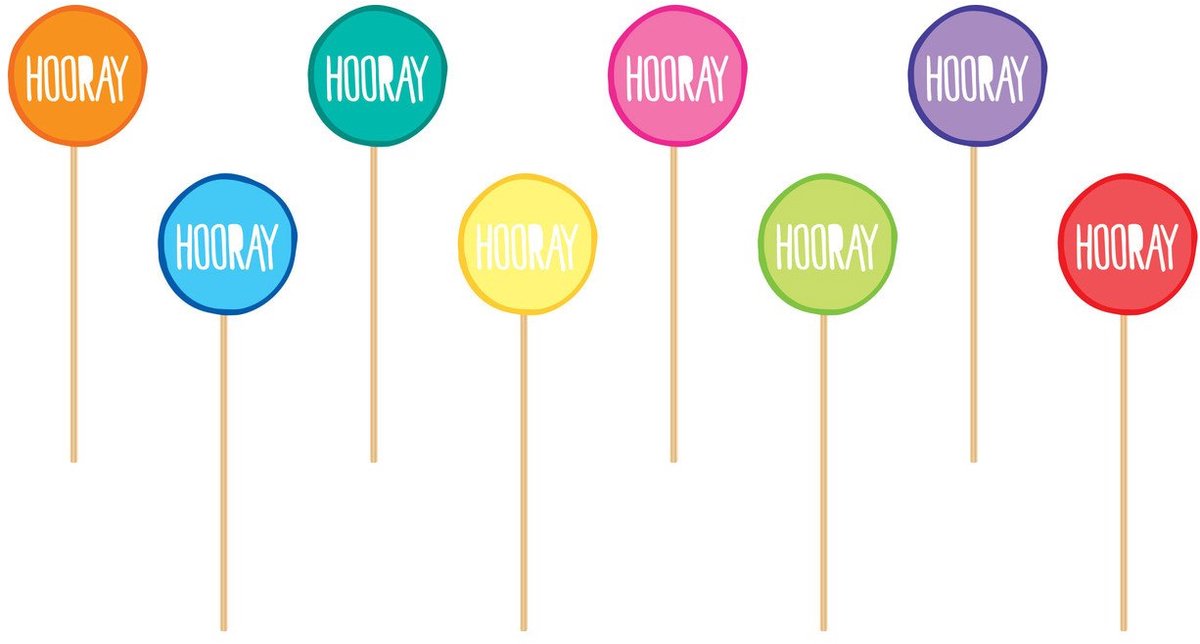 Haza Original Cocktailprikkers Hooray Hout/papier 8 Stuks