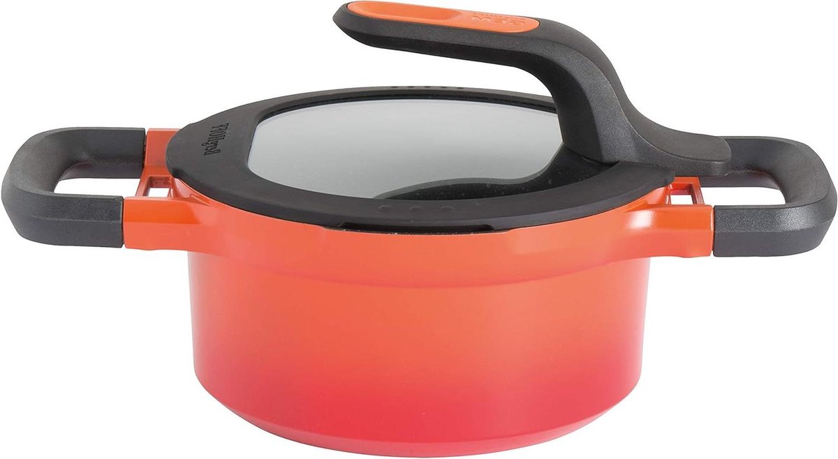 Kookpan met deksel - Aluminium pan - Kleine porties koken - Snelle warmteverdeling - 19.5 cm - Oranje