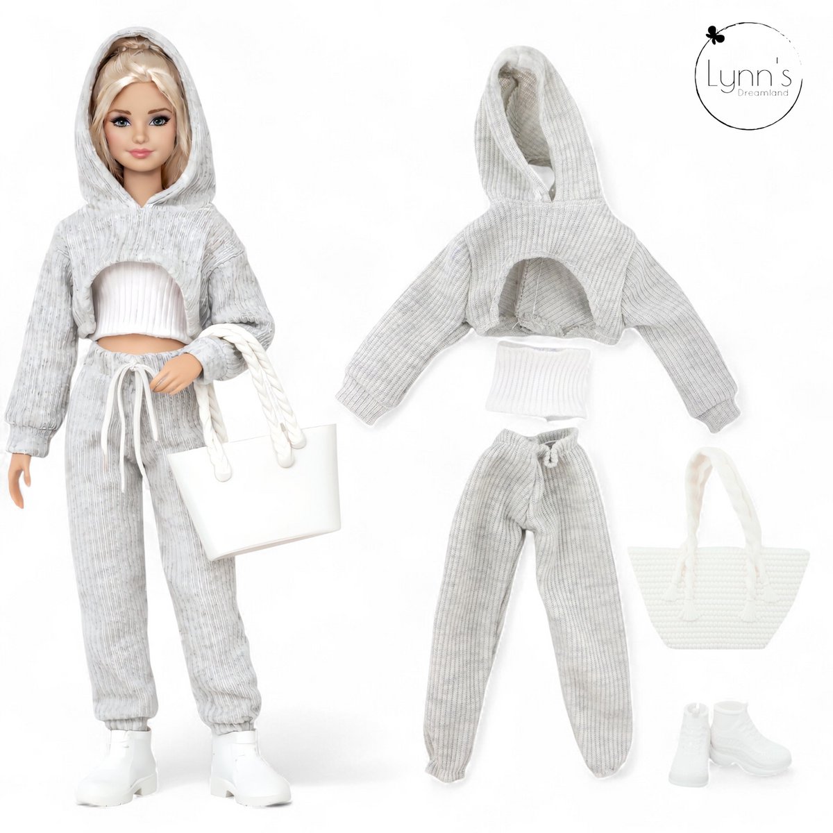 Lynn’s poppenkleertjes - Set ‘Senna' - Geschikt voor modepop - Set van 3 complete outfits - Cadeauzakje — afbeelding 3