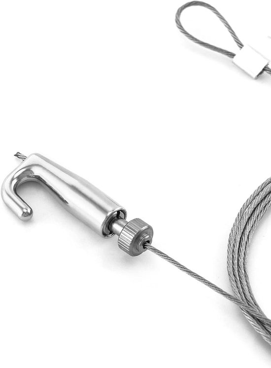 Verstelbare schilderij ophangdraad voor spiegels en fotolijsten, 2m x Φ1.5mm staal, 40kg draagvermogen, 5 stuks, ideaal voor decoratie en kunstwerken — afbeelding 2