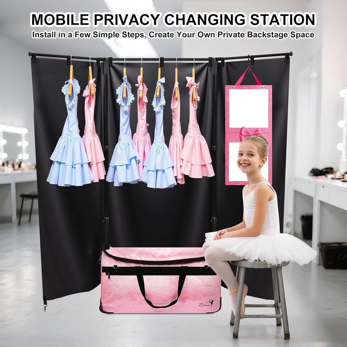 Dans Koffer - Kledingtas - Optreden Voorbereiden - Ingebouwde Kleedkamer - 75 cm - Roze