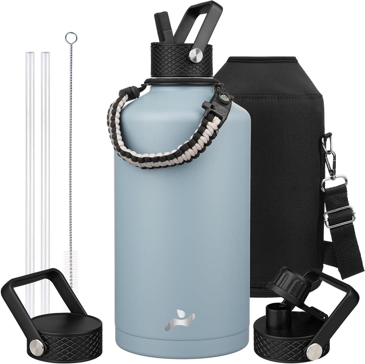 Geïsoleerde Waterfles - Drinkfles met Rietje - Hydratatie Onderweg - Dubbelwandig Vacuüm Isolatie - 120 Ounces - Storm Blauw