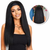SassyGoods® Perruque noire avec bandeau - Perruques femme cheveux longs - Wig - Réglable - Légère 180gr - 70 cm
