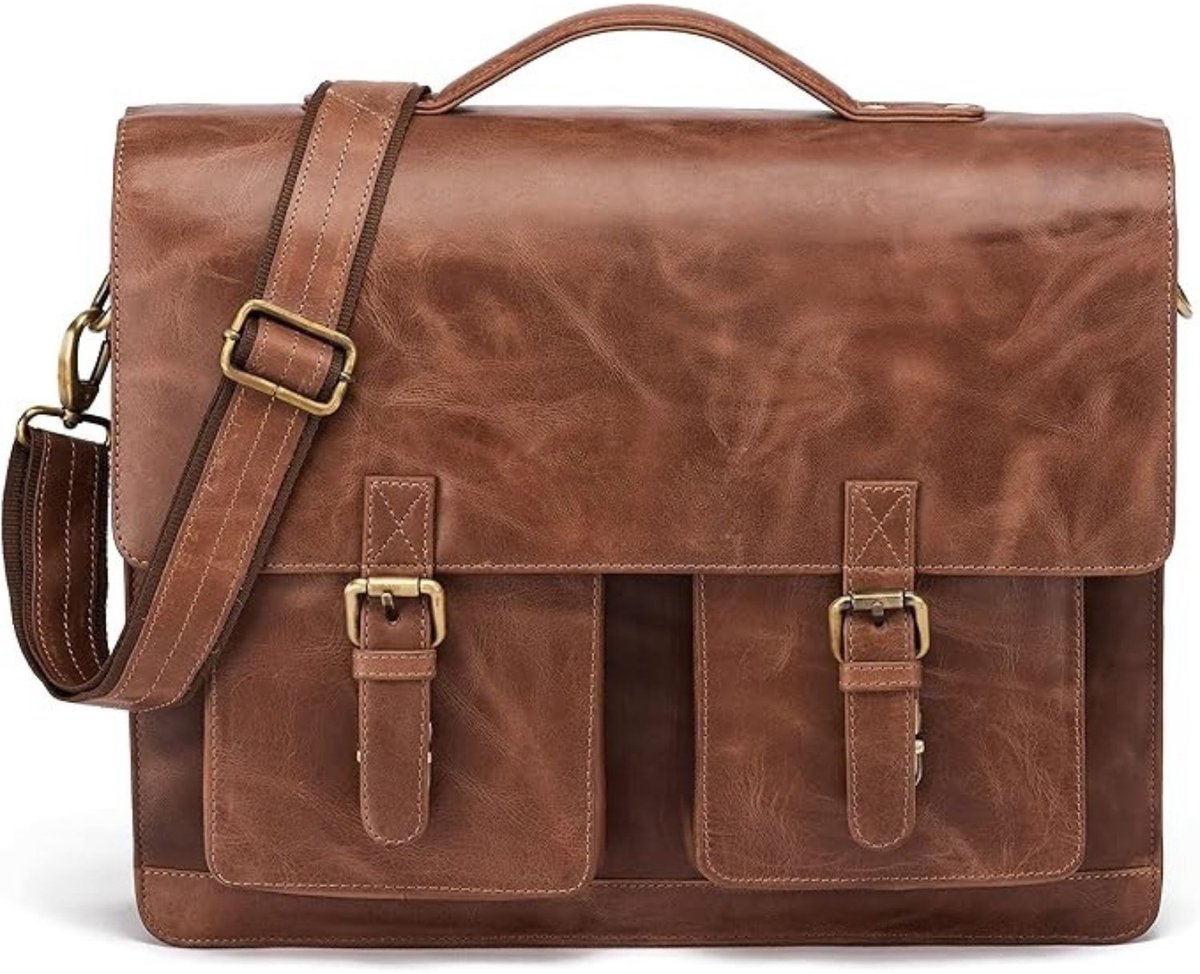 Leren Laptoptas - Laptoptas - Leren Tas - Luxe Leren Laptoptas - Werktas - Schoudertas - Business Tas - Leren Business Tas - 15 inch - Bruin - van Imperatoris