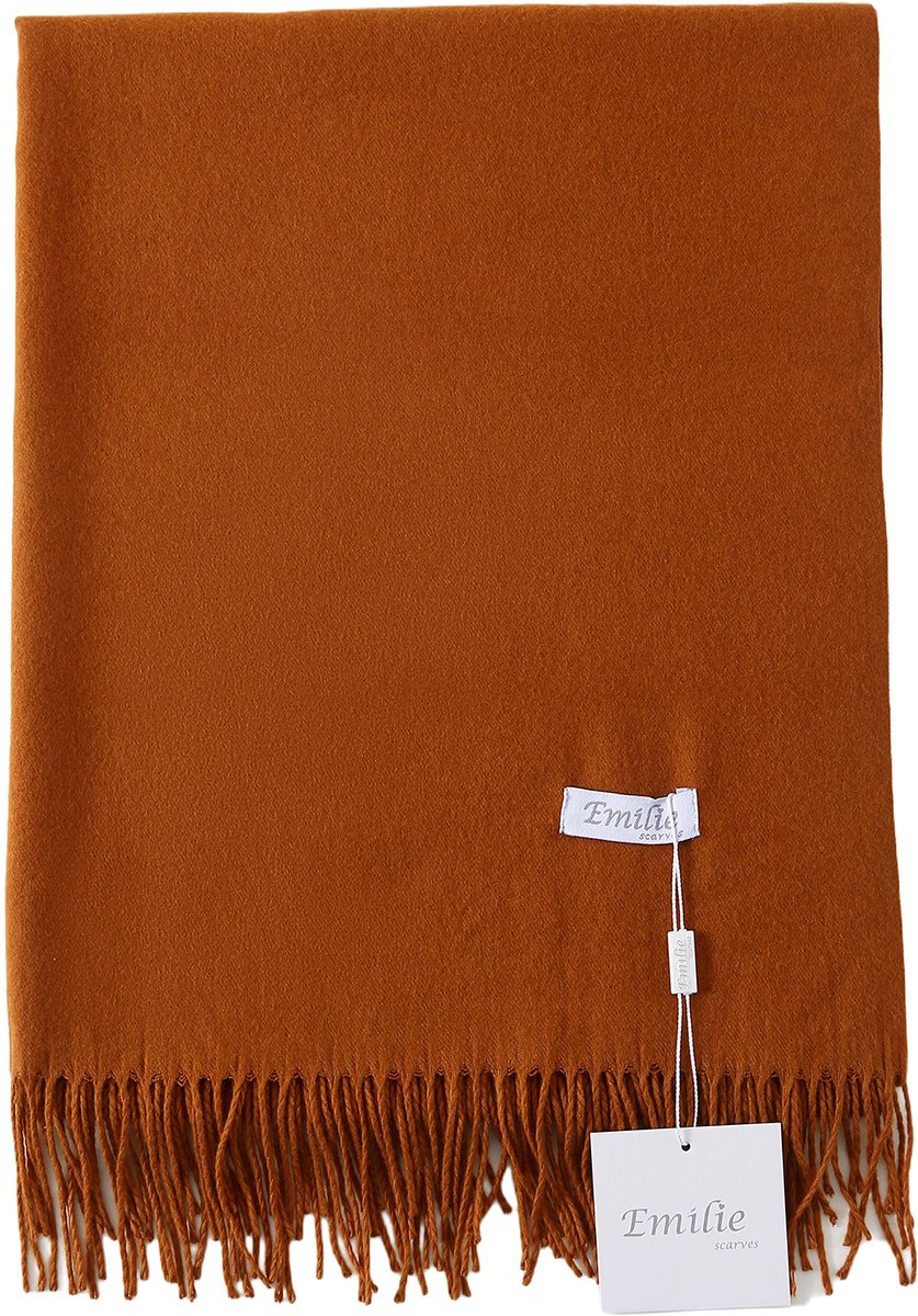 Emilie Collection - sjaal - omslagdoek - pashmina - cognac - 180X60CM - 100% Gerecycled polyester