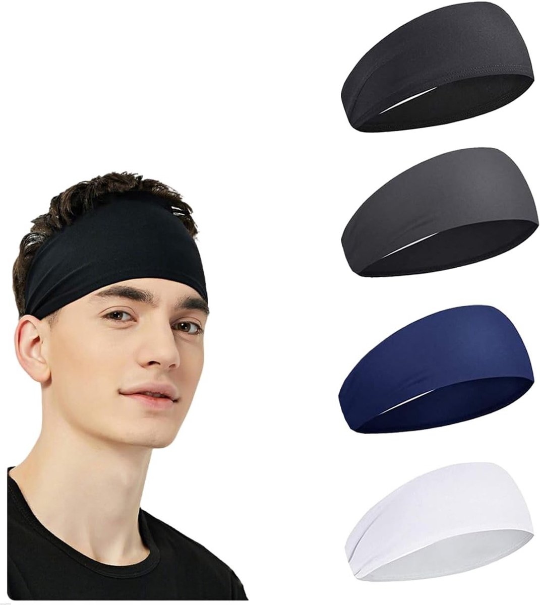 Elastische antislip haarbanden voor sport, 4 stuks, brede hoofdbanden voor joggen en fitness accessoires