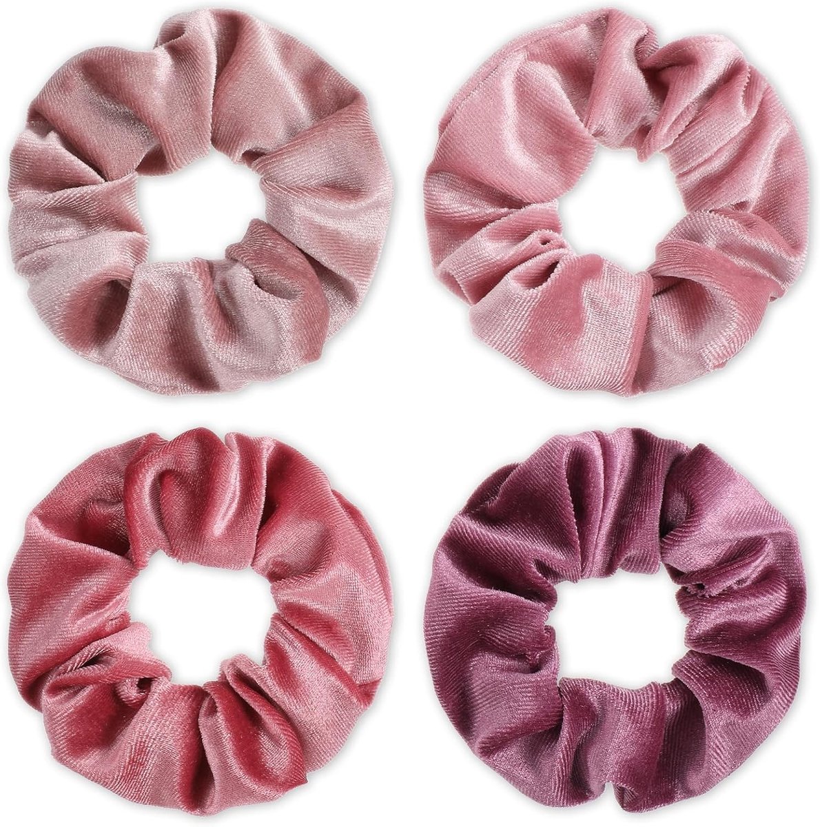 Zachte en elastische scrunchies in 4 kleuren - Mode haaraccessoires voor vrouwen en tieners, ideaal voor paardenstaarten en vlechten