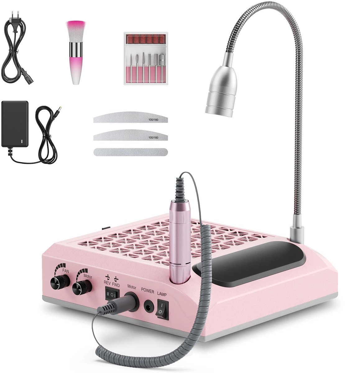4-in-1 nagel studio stofzuiger, polijstmachine, verlichting, 4-in-1 Nagel station, Nails, Compact studio