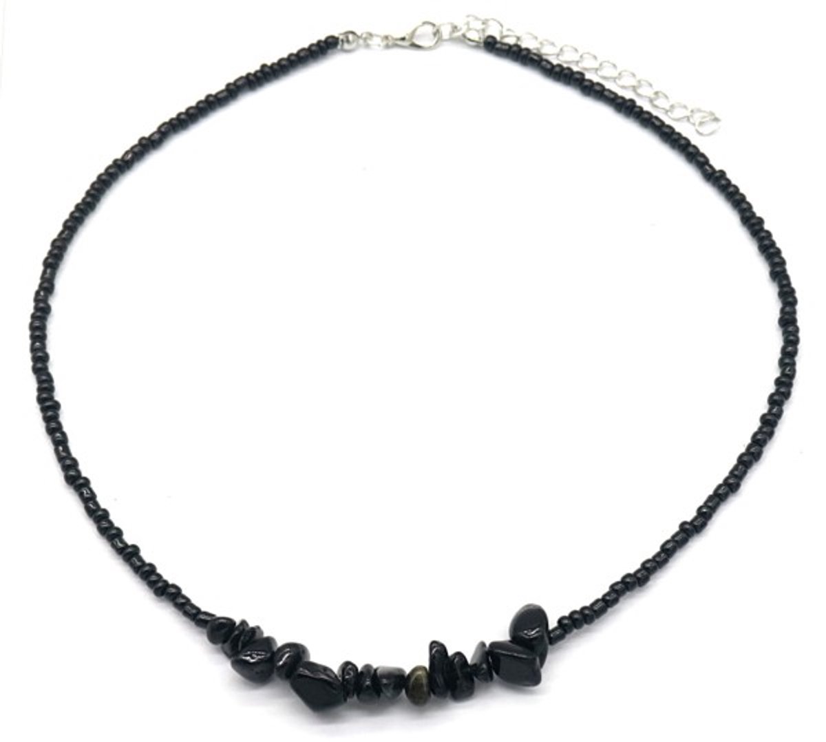 She life style - zwarte ketting met stenen kralen - Zwart