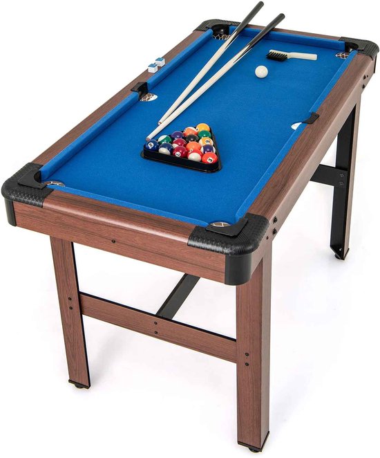 CORE Biljarttafel - Pooltafel - Speeltafel - Houten biljarttafel met accessoires - Verstelbare poten - MDF hout - 122x61x76cm - Blauw