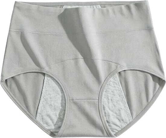 Lot de 2 culottes d'incontinence lavables pour femme, culottes anti-fuites urinaires, lavables, sous-vêtements menstruels absorbants à taille haute, gris clair, XL (Recommandé : 53–67.5 kg)