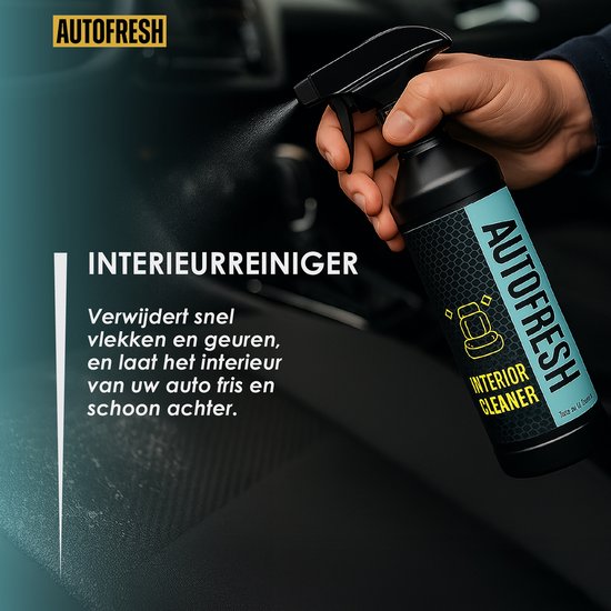 Hand spuit interieurreiniger met Autofresh logo.