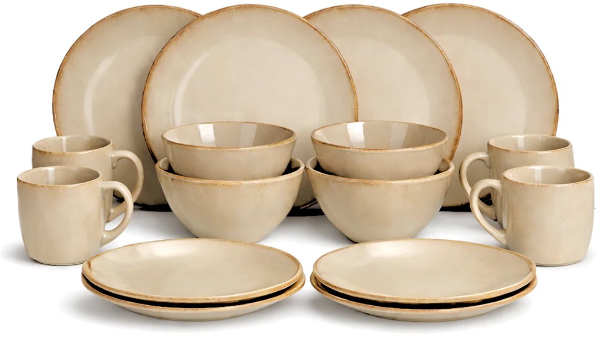 Mica Decorations Racco Serviesset 4 Persoons - Steengoed - Beige