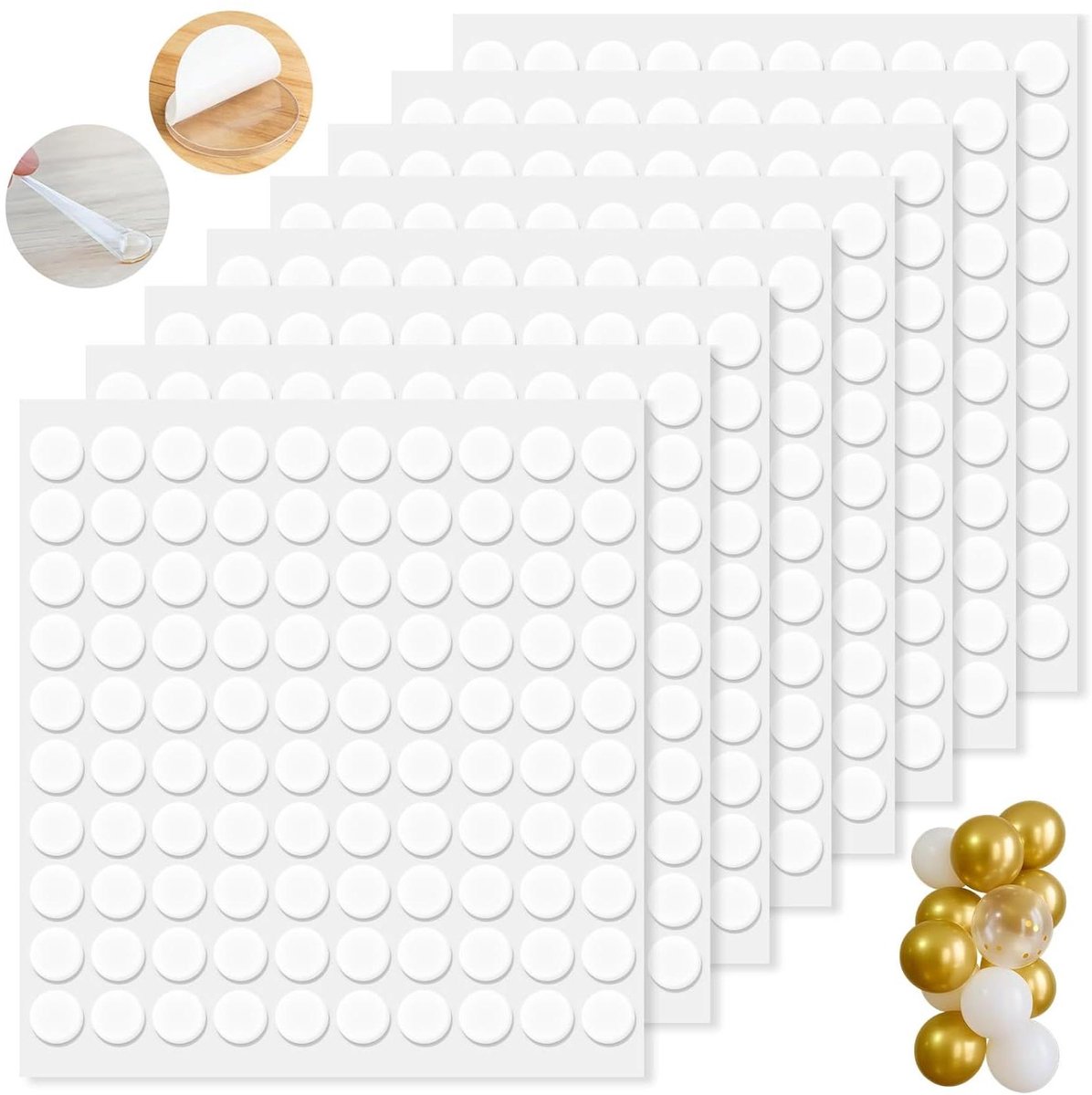 Dubbelzijdige Stickers - Plakstrips Lijmpuntjes - Decoratie en Knutselen - Sterke Acryl Hechting - 800 stuks - Transparant