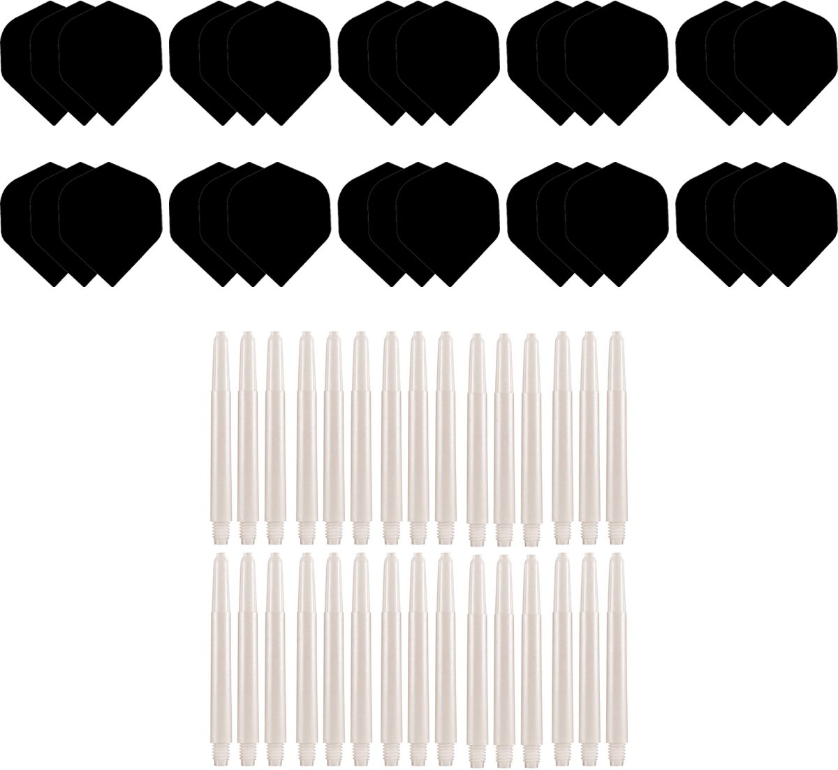 Dragon Darts Dart Flights en Dart Shafts - Multipack - 20 Sets - 60 Stuks - Extra Stevig - Darts Flights - Darts Shafts - Medium Wit