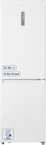 Witte koel-vriescombinatie met digitaal display en 'No Frost' aanduiding.